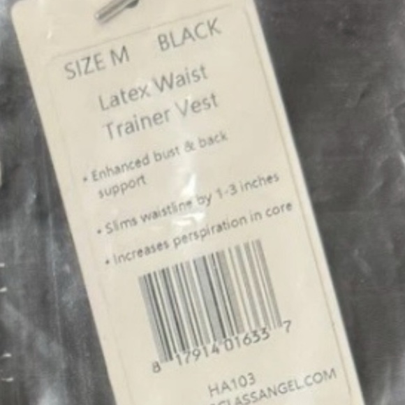 NWT, LATEX WAIST TRAINER VEST BY HOURGLASS ANGEL HA103, Size Medium, Black - Picture 6 of 9